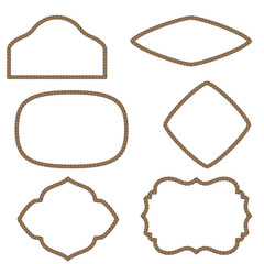 Set of different shape rope frame brush, border graphic, ornament, loop, strong, round, curve, textile, ornate vector