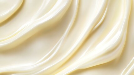 Fototapeta premium A close-up of creamy mayonnaise, highlighting its smooth texture and rich color against the white background.