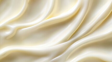 Fototapeta premium A close-up of creamy mayonnaise, highlighting its smooth texture and rich color against the white background.