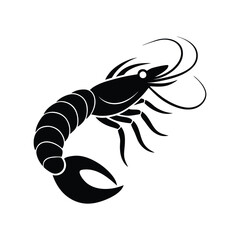 a silhouette of a shrimp in white background.eps