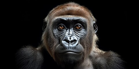 Obraz premium Critically endangered Western lowland gorilla, known as Gorilla gorilla gorilla, showcases its unique characteristics in captivity, highlighting the need for conservation efforts for the Western