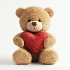 Fototapeta premium Cute Bear Holding Heart Plush Toy on Soft Background