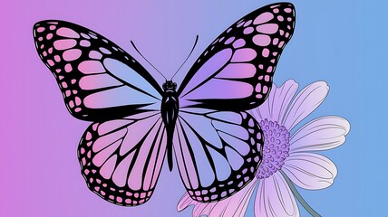 Obraz premium A Purple And Pink Butterfly Near A Flower