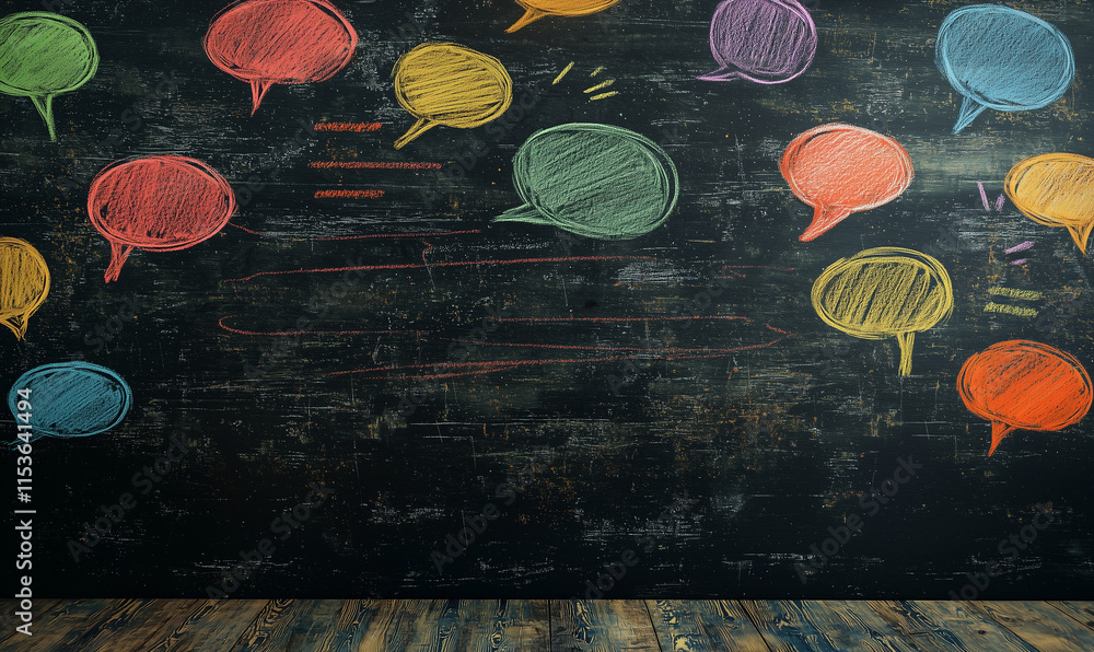 Poster innovative communication technology in action exploring visual dialogue through creative chalkboard 