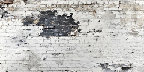 Grunge white brick wall featuring an intriguing encryption stencil print, showcasing the art of encryption through bold design elements and textures on the surface.