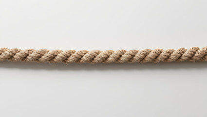 sturdy natural fiber rope isolated on white background, showcasing its twisted texture and durable construction, ideal for crafting, decoration, or utility purposes