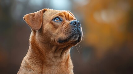 Fototapeta premium Close-up portrait of a golden dog with expressive eyes
