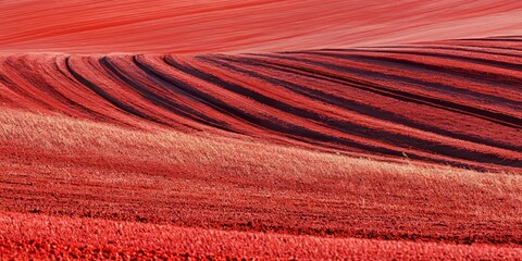 Tire tracks mark the blood red sand, creating a striking contrast that showcases the unique texture and color of the terrain. Explore the captivating scene of tire tracks in vibrant, blood red sand.