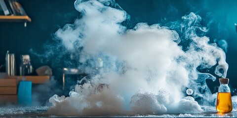 Engaging dry ice experiments for children showcase the fascinating smoke produced when dry ice interacts with water, offering a captivating chemical experience or experiment for young learners.