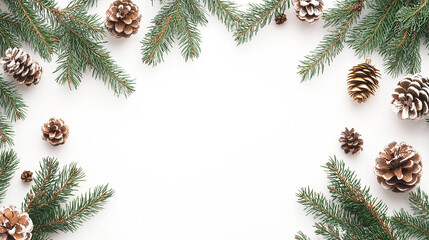 beautiful arrangement of pinecones and evergreen branches, perfect for enhancing your holiday