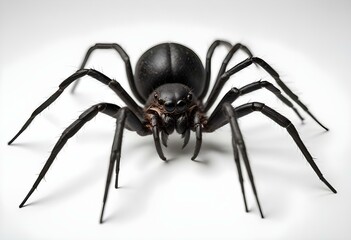 Fototapeta premium A large black spider with long, spindly legs against a white background