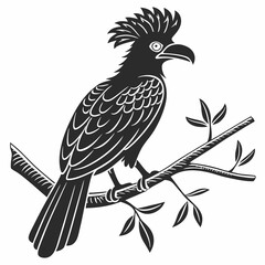 Umbrellabird vector silhouette black design white background