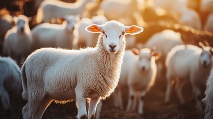 Fototapeta premium Warm Natural Scene with Sheep and Harsh Light