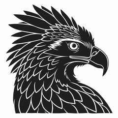 Umbrellabird vector silhouette black design white background