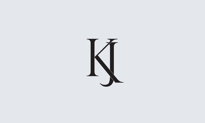 KJ, JK, K, J Abstract Letters Logo Monogram	