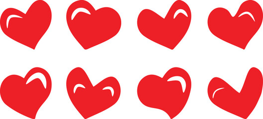 heart shape silhouette icon set vector concept on white background