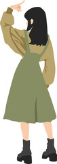 後ろ姿の女性のイラスト
