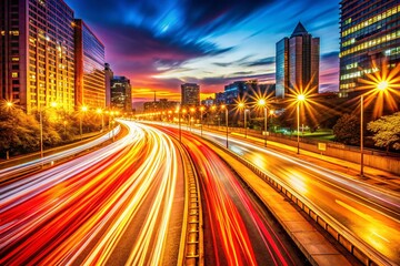 Fototapeta premium Warm Abstract Light Trails: Flowing Hues for Modern Business Presentations