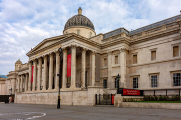 National Gallery on Trafalgar square in London, UK