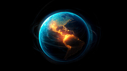 Fototapeta premium Global co2 emissions impact on our planet earth observation digital art nighttime view environmental awareness