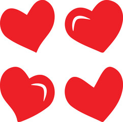 heart shape silhouette icon set vector concept on white background