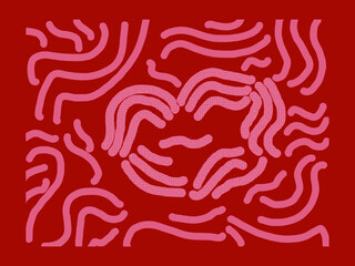 Pink line drawing and Lips  Valentine's Day