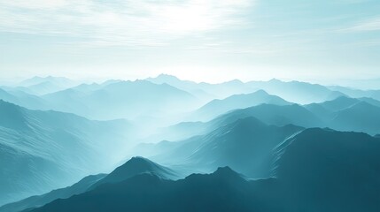 Obraz premium Vivid image of an uplifting mountain range backdrop, captured from a complex angle, creating an inspiring atmosphere with ample copy space for various uses.