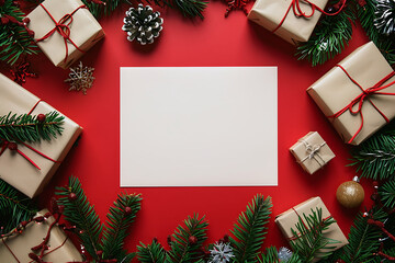 Christmas Presents and Decorations with a Blank Card