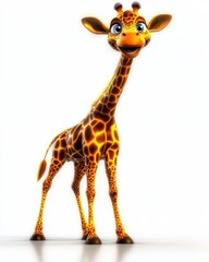 Fototapeta premium Cheerful Cartoon Giraffe Character with Bright Colors and Smile