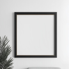 Blank picture frame mockup on a wall. Square orientation. Artwork template in interior design