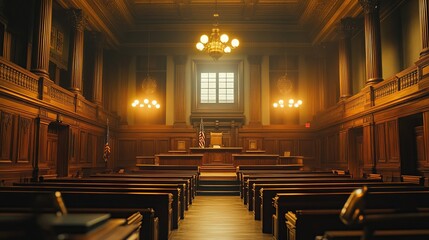 Grand Courtroom: Majestic Wooden Interior, American Justice