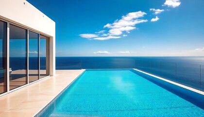 Fototapeta premium Serene Coastal Luxury: Modern Villa with Infinity Pool
