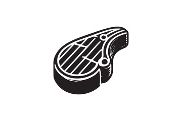 simple black an white meat steak vector silhouette isolated on a white background