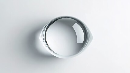 Obraz premium A top-down view of an eye-shaped lens on a white background, in a minimalist style, with soft lighting. 