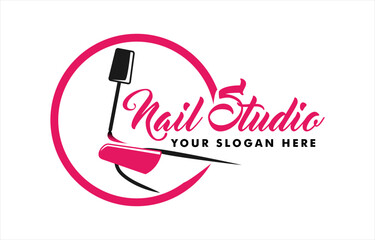 nail salon studio logo design vector illustration creative unique style premium logo