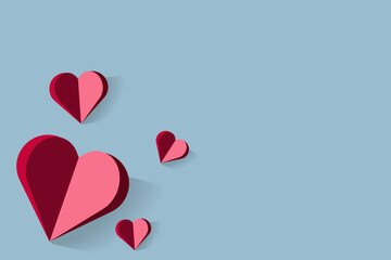 A flat-style heart graphic with contrasting shades of red and pink, creating a simple and modern aesthetic.