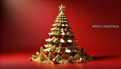 christmas tree on red background