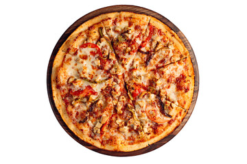 Thin Crust Pizza with Meat and Mushroom transparent background