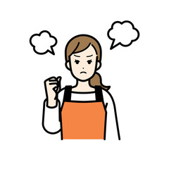 怒っている主婦のイラスト。