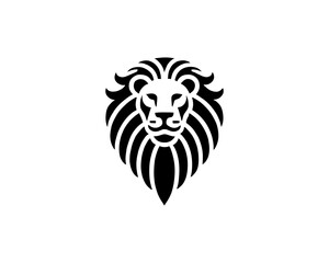 Lion Logo Design Vector Template. Lion Head Logo Icon Vector illustration. Black and white Lion head vector illustration.