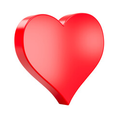 Red Heart 3D Shape Isolated on White Background