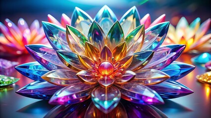 Fototapeta premium Crystal Flower, Multicolor, Shimmering, AI Art