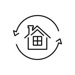 Housing renovation, icon in line design. Renovation, housing, construction, repair, remodeling, interior, exterior on white background vector.