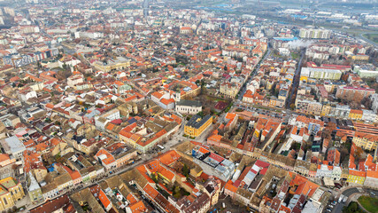 Aerial shot of the cityscape of Novi Sad in Serbia