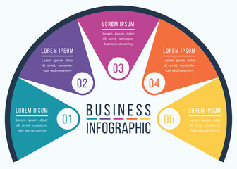 Infographic business design 5 steps, objects, elements or options business information template