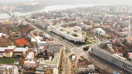 Fototapeta premium Aerial shot of the cityscape of Novi Sad in Serbia