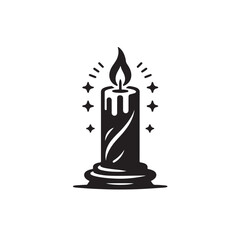burning candle on a white background