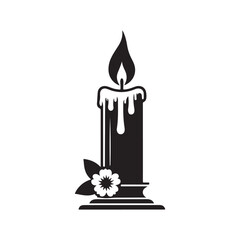 burning candle on a white background