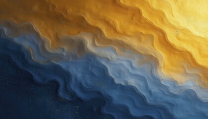 Obraz premium Abstract Gradient Background with Golden-Yellow and Deep Blue Wavy Patterns
