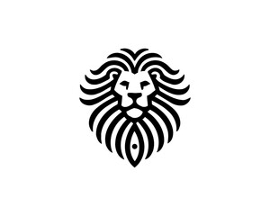 Lion head logo, lion head icon, lion face logo. Simple silhouette. Flat style. Logo design template. Vector illustration. Animal logotype concept.
